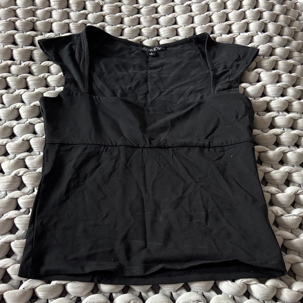 J. Crew Black Cap Sleeve Blouse